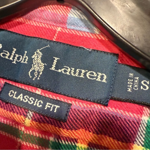 Ralph Lauren Men’s Butto Down Shirt Pony Pink Plaid Long Sleeve Sz S Classic Fit - Picture 9 of 10